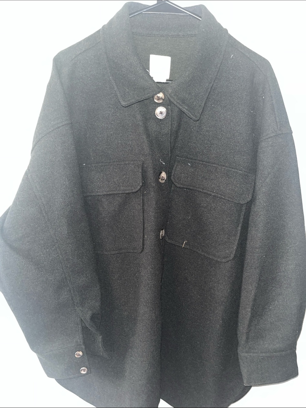 H&M Black Wool-Blend Collar Coat